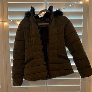 Women's Olive Puffer Jacket
